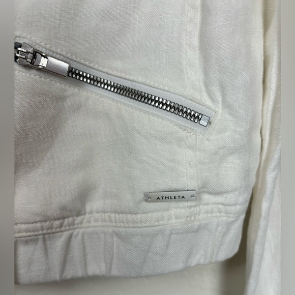 Athleta Linen High Neck Long Sleeve Lightweight Jacket White Size XS 0204 - Picture 7 of 11